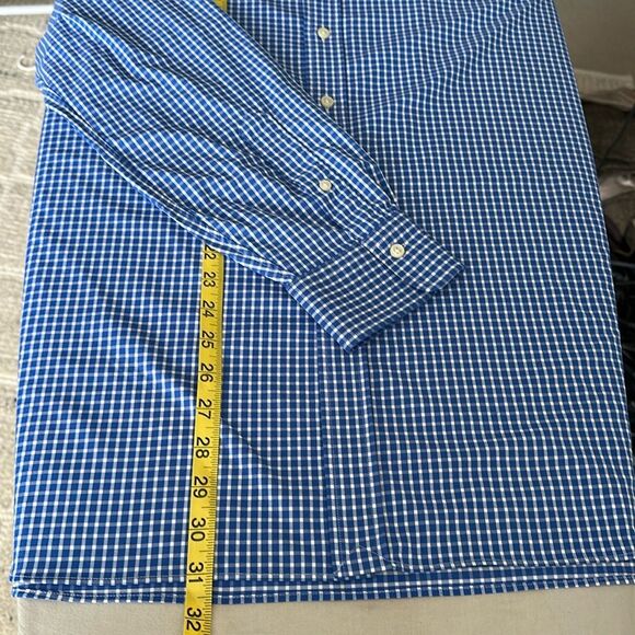 Ralph Lauren Men’s Slim Fit Performance Blue Micro Check Nylon Shirt Pony Size L - Picture 10 of 12